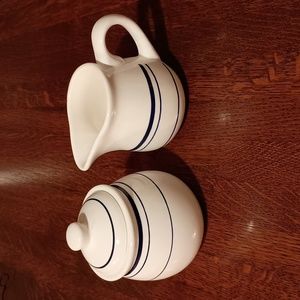 Ceramic Sugar & Creamer Set Blue Stripe by Home tm